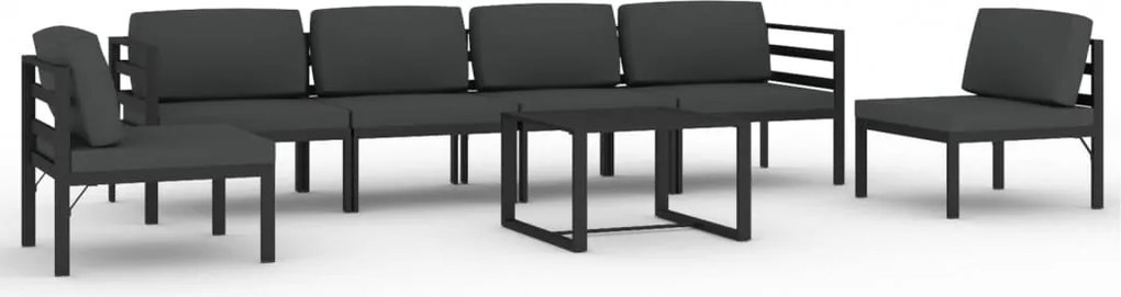 vidaXL Set mobilier de grădină cu perne, 7 piese, antracit, aluminiu