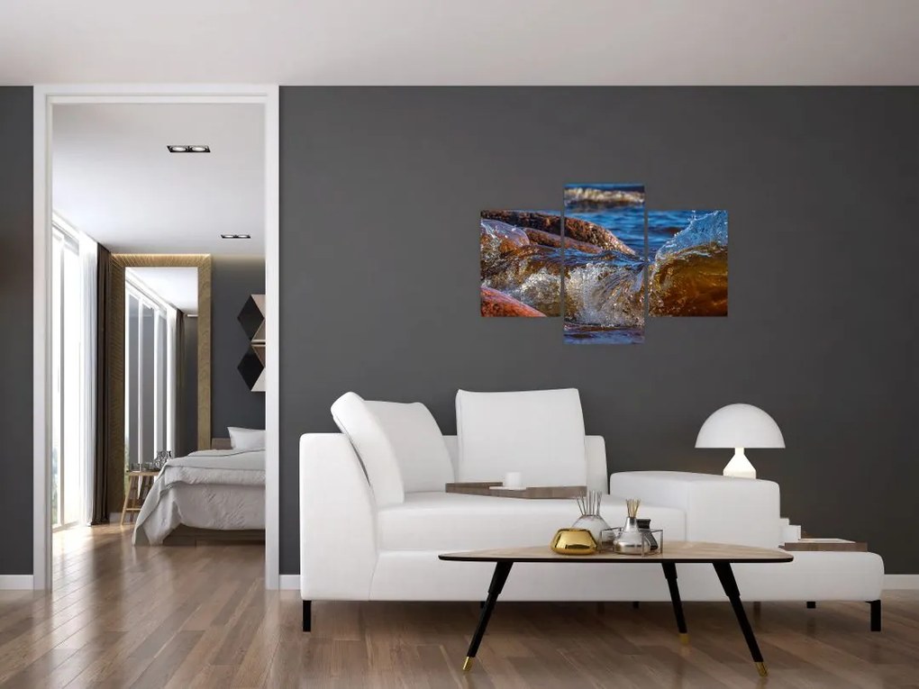 Tablou detailat - apa între pietre (90x60 cm)
