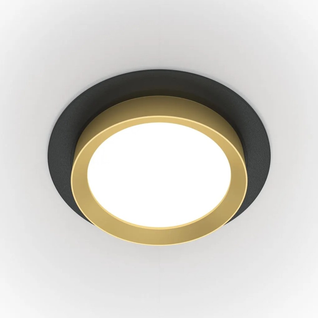 Spot incastrabil design tehnic Loop negru, auriu