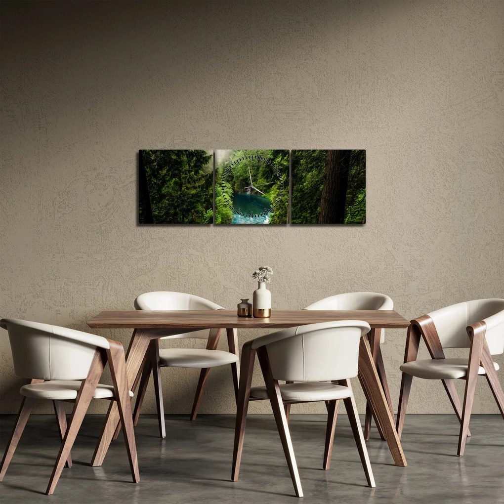 Tablou - Fereastra între copaci (cu ceas) (90x30 cm)