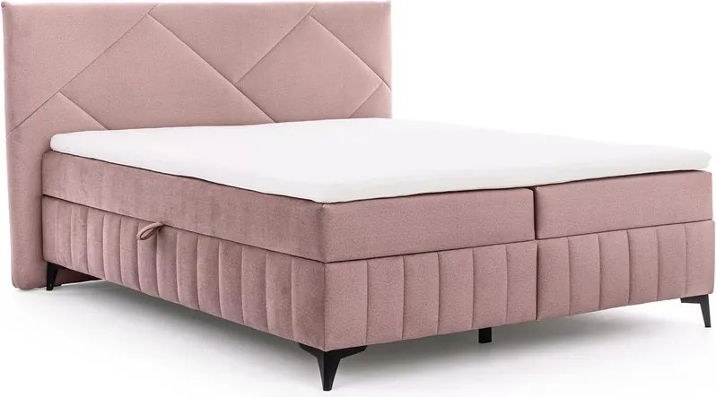 Pat boxspring Wasil 180x200 cu spațiu de depozitare - catifea roz hidrofobă Element 18