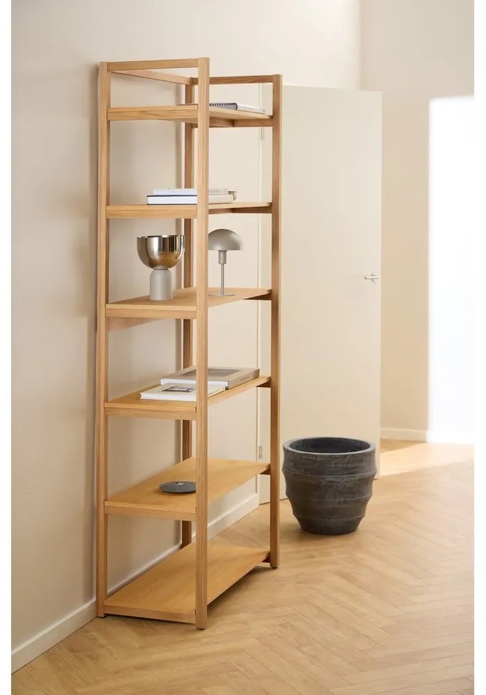 Bibliotecă în culoare naturală cu aspect de lemn de stejar 80x199x40 cm Ludza – Actona