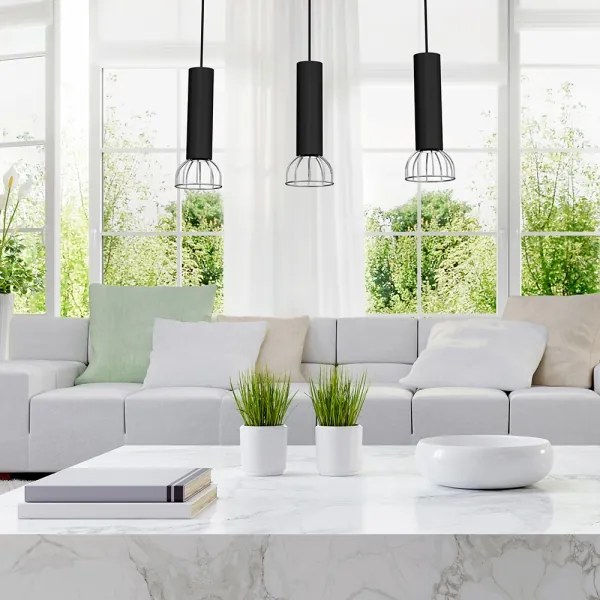 Lustră pe cablu DANTE 3xGU10/25W/230V neagră/crom lucios