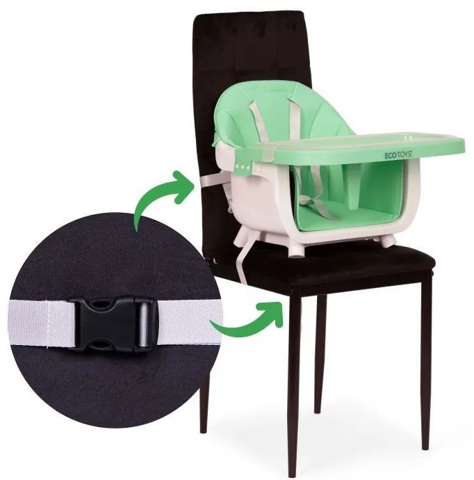 Scaun înalt pentru copii 2 în 1 verde