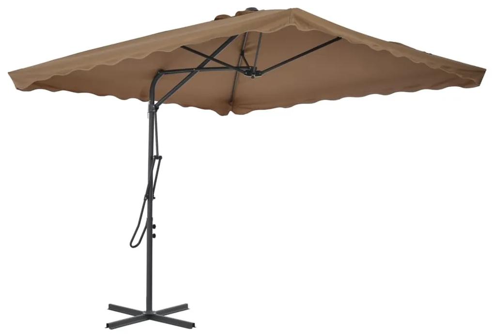 Umbrela soare de exterior, stalp otel, gri taupe, 250 x 250 cm Gri taupe