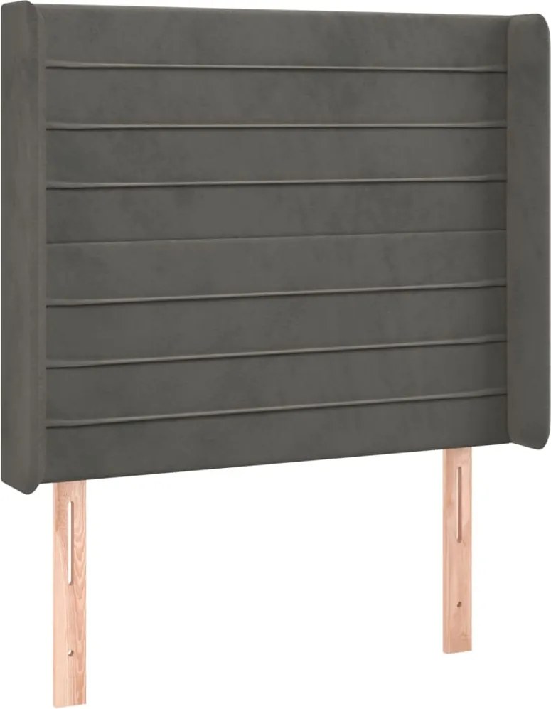 vidaXL Tăblie de pat cu aripioare gri închis 103x16x118/128 cm catifea