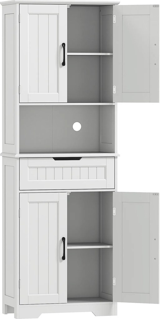 HOMCOM Mobilier de Bucătărie cu Sertar și 2 Dulapuri cu Rafturi Reglabile Alb | Aosom Romania