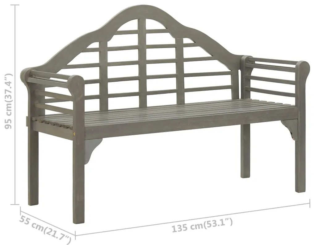 Bancheta regala de gradina cu perna, gri, 135 cm, lemn acacia 1, Gri si negru, 2