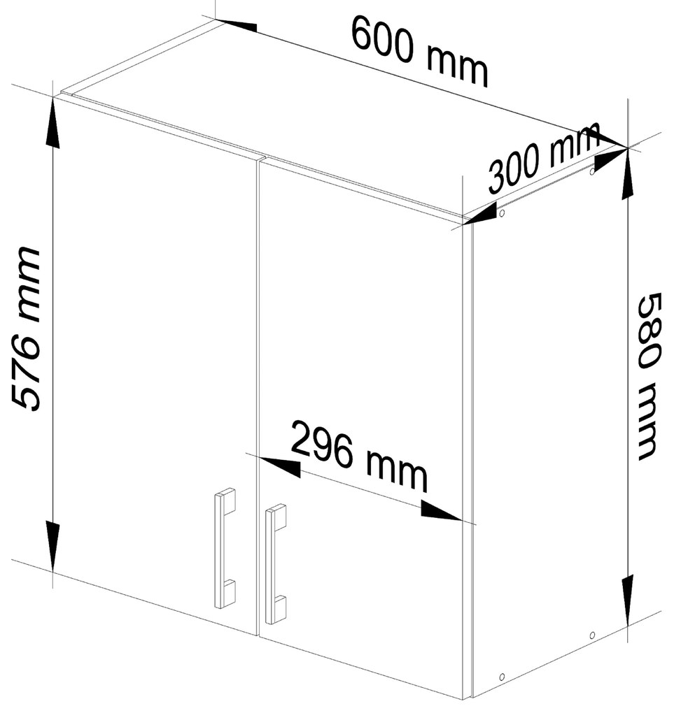 Dulap superior de bucătărie Lula w60 (Alb + stejar sonoma). 1068596