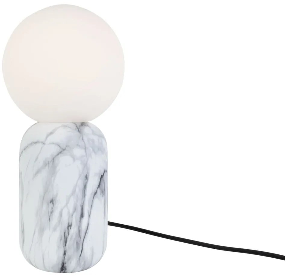 Veioză cu decor de marmură Leitmotiv Gala, înălțime 32 cm, alb