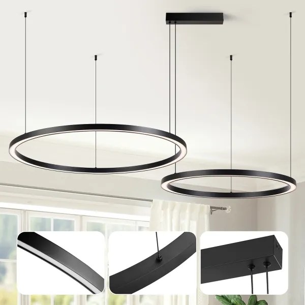 Brilagi - Lustra LED reglabilă suspendată pe cablu PORTOFINO LED/98W/230V neagră + telecomandă