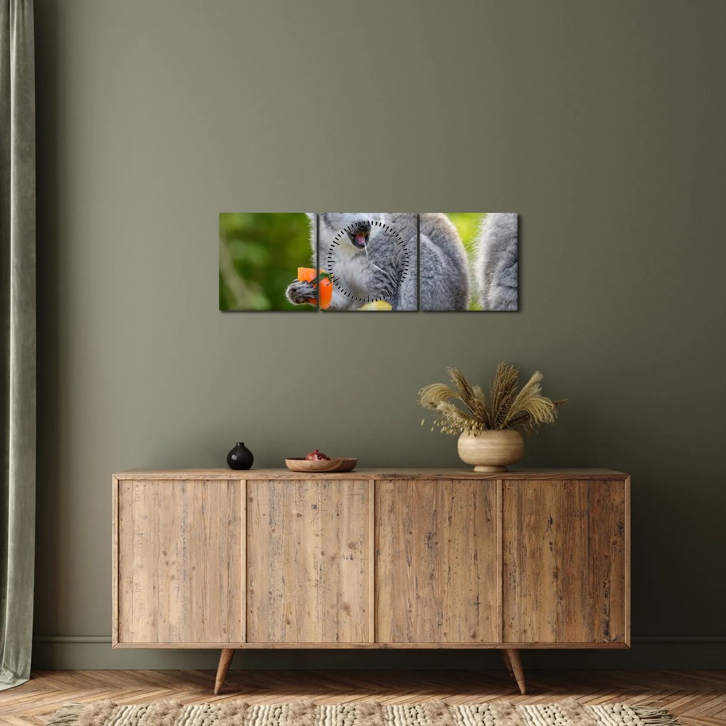 Tablou cu lemur (cu ceas) (90x30 cm)
