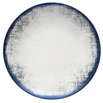 Set de veselă din porțelan, 24 piese, alb/albastru