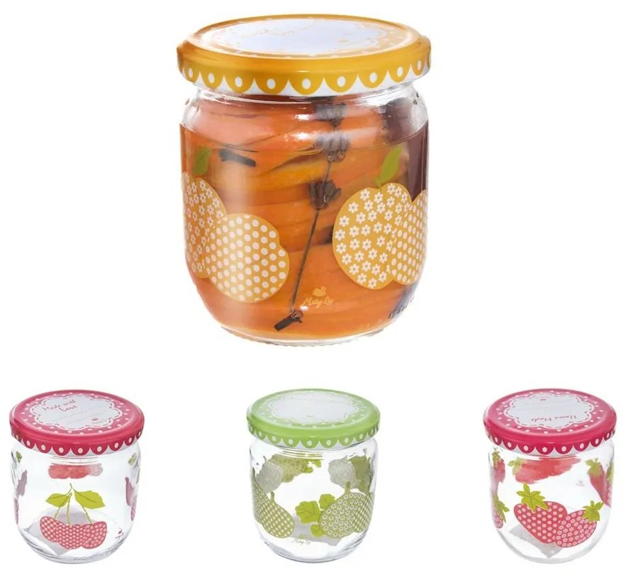 Set borcane din sticlă cu capac pentru conservare Orion Sweet 425 ml, 4 buc., mix culori