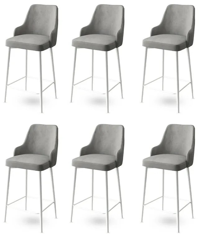 Set de scaune de bar Enox Grey and White, 6 buc.