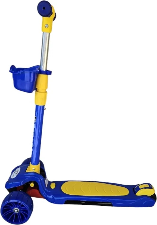 Trotineta copii cu roti luminoase din silicon NOVOKIDS™ Mini Scooter 6160, Cu melodii si lumini, 3 roti, Pliabila, Maner reglabil pe inaltime, Maxim