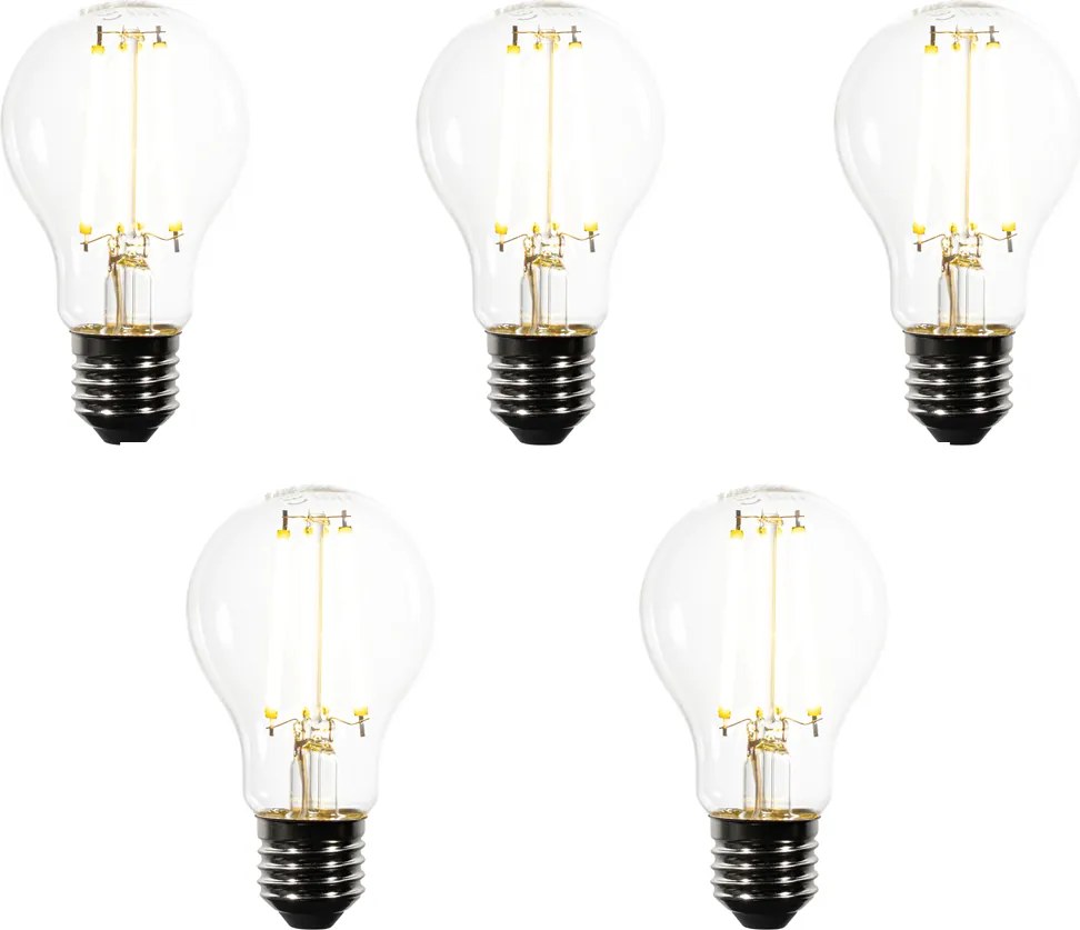 Set de 5 becuri LED E27 dimabile A60 transparente 7.2W 1521lm 3000K