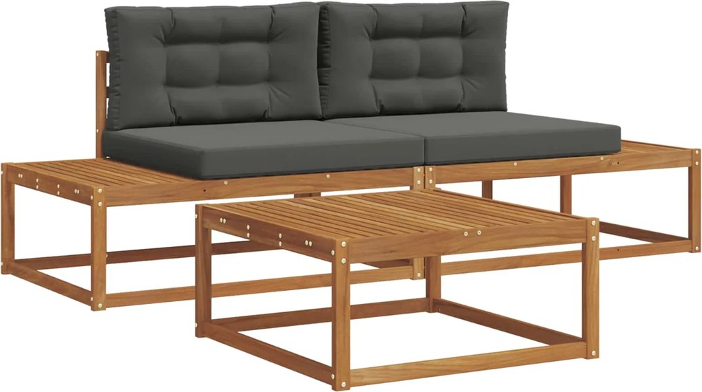 vidaXL Set de canapele de exterior 3 Bucată Natural și Antracit