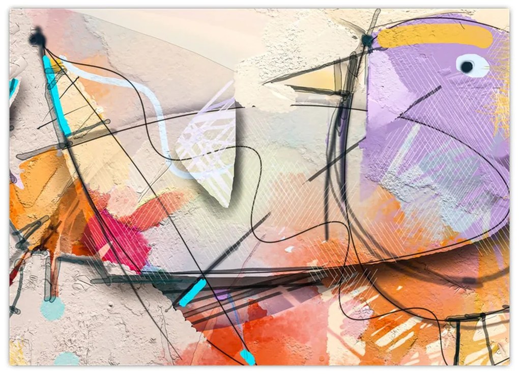 Tablou pe sticlă - Abstract, pasăre (70x50 cm)