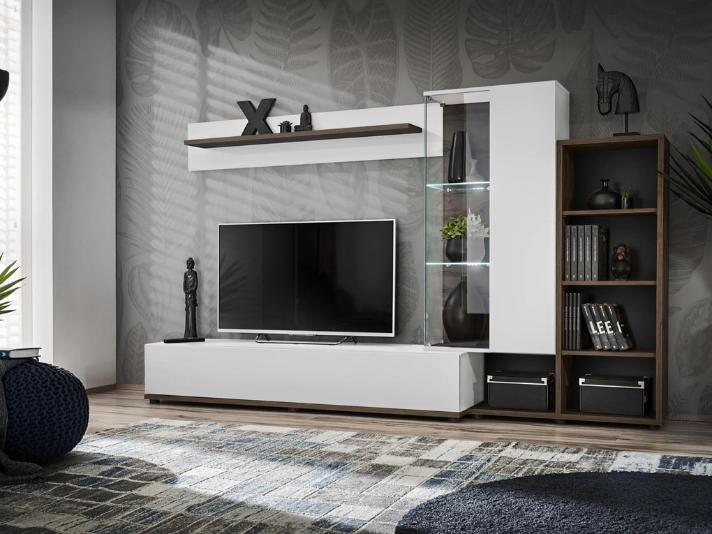 Mobilier living Siluett (alb + alb) (cu iluminat LED). 1097584