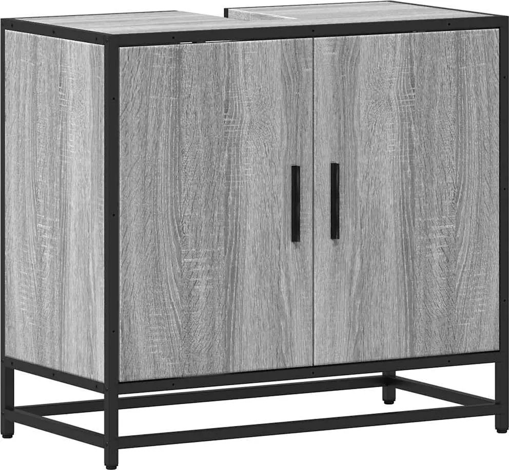 vidaXL Dulap pentru chiuvetă de baie gri Sonoma 65x33x60 cm lemn