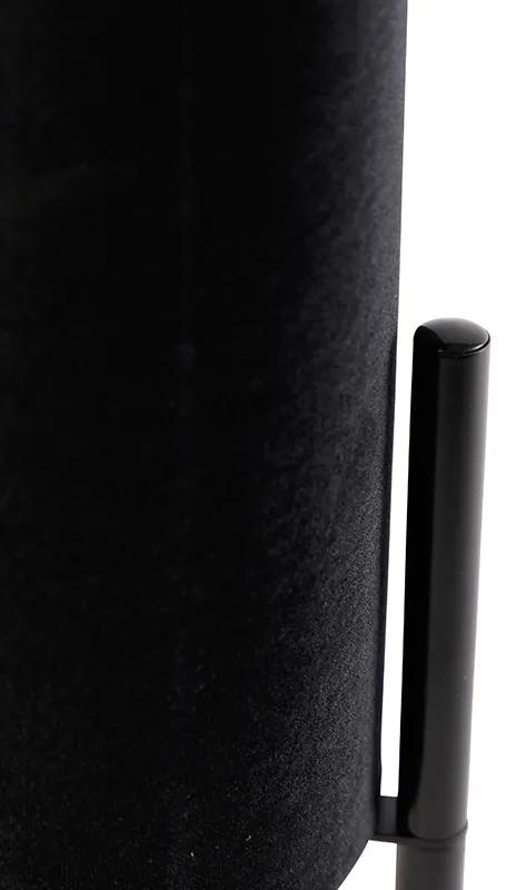 Lampă de masă design nuanță de catifea neagră negru cu auriu - Bogat