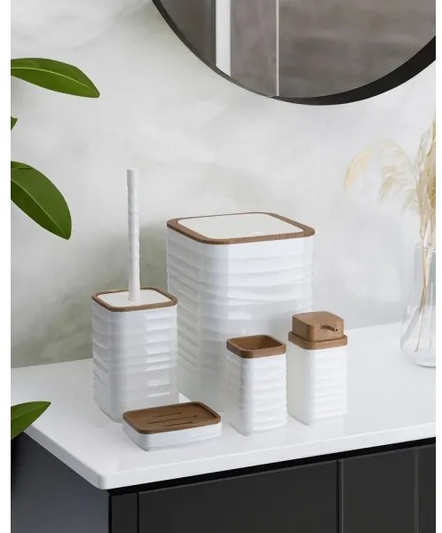 Set de baie WAVE 5 buc. alb/maro