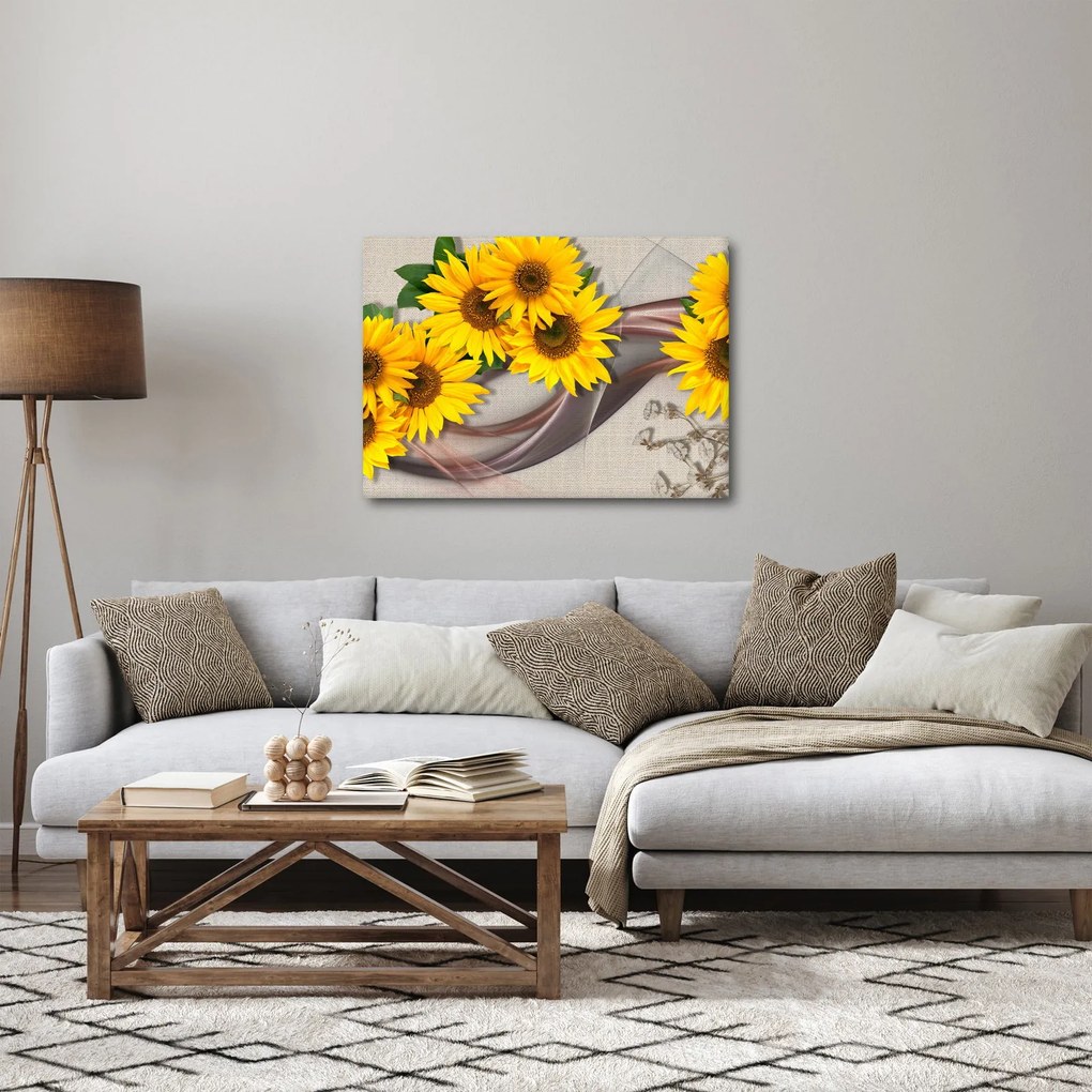 Tablou - Flori strălucitoare de floare soarelui (70x50 cm)