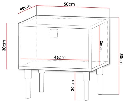 Noptieră DORSET 50x50 cm negru/auriu
