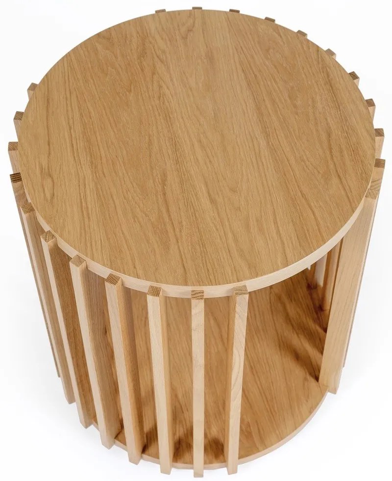 Măsuță auxiliară din lemn de stejar Woodman Drum, ø 53 cm