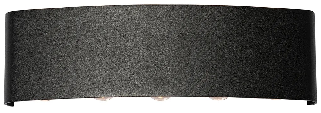 Aplică de perete exterioară neagră cu LED integrat 10 lumini IP54 - Silly