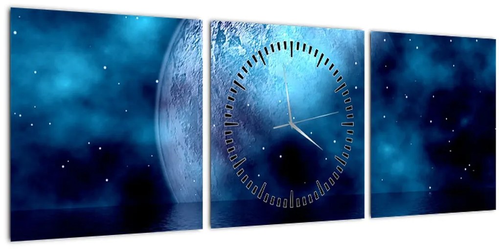 Tablou Luna deasupra mării (cu ceas) (90x30 cm)