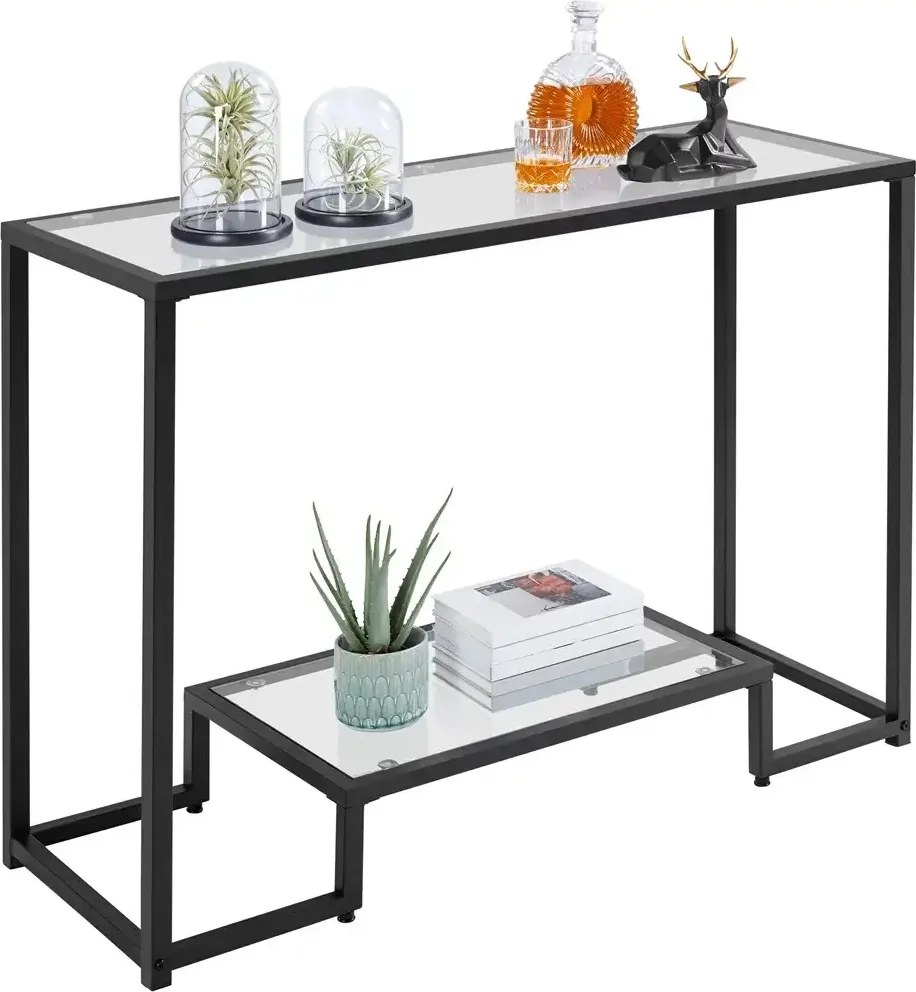 Consola Daria din sticla si metal culoare negru 100 cm