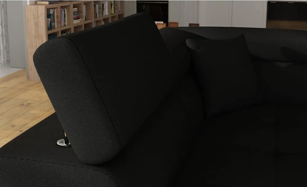 Colțar negru extensibil/cu spațiu de depozitare (cu colț pe partea stângă/în formă de ”L”) Anton – ELTAP