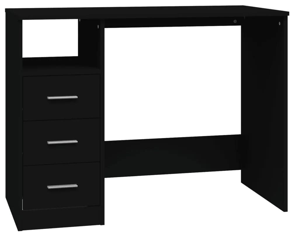 823033 vidaXL Birou cu sertare, negru, 102x50x76 cm, lemn prelucrat