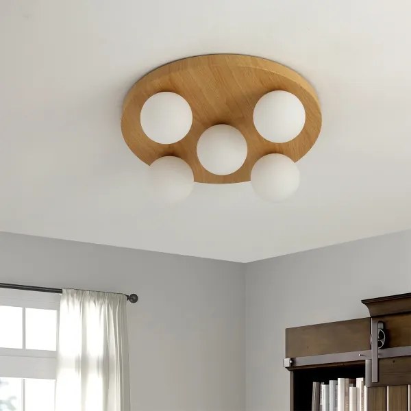 Brilagi - Plafonieră LUND WOOD 5xG9/9W/230V, Ø 40 cm, lemn