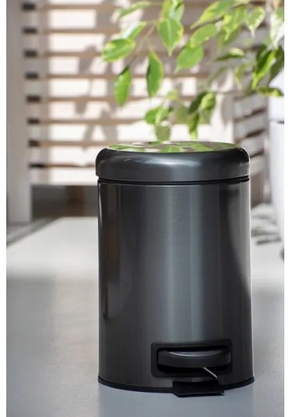 WENKO 24035100 - Coș de gunoi LEMAN 17x25 cm inox/negru