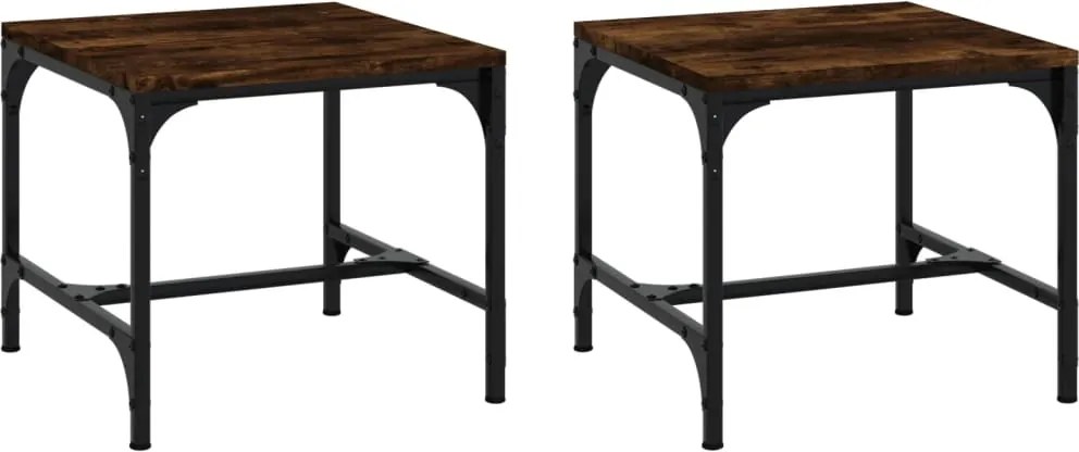 vidaXL Mese laterale, 2 buc. stejar fumuriu 40x40x35 cm lemn prelucrat
