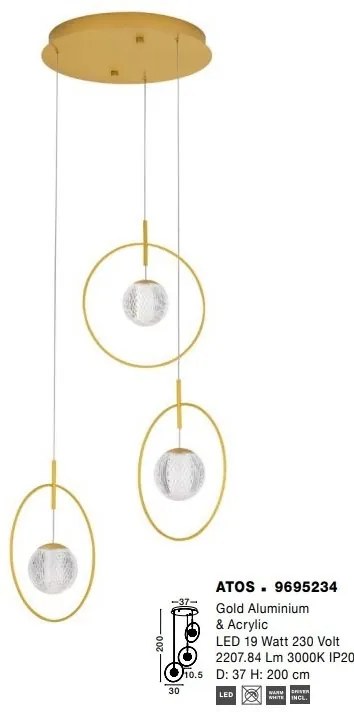 Lustra cu 3 pendule LED design modern ATOS