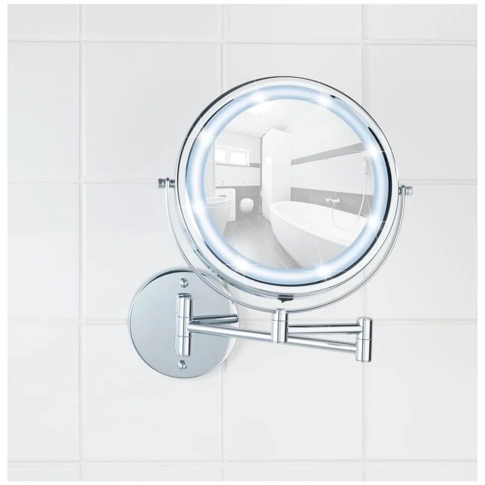 Oglindă cosmetică (5x) cu led/de mărire ø 17,5 cm Power-Loc Lumi – Wenko