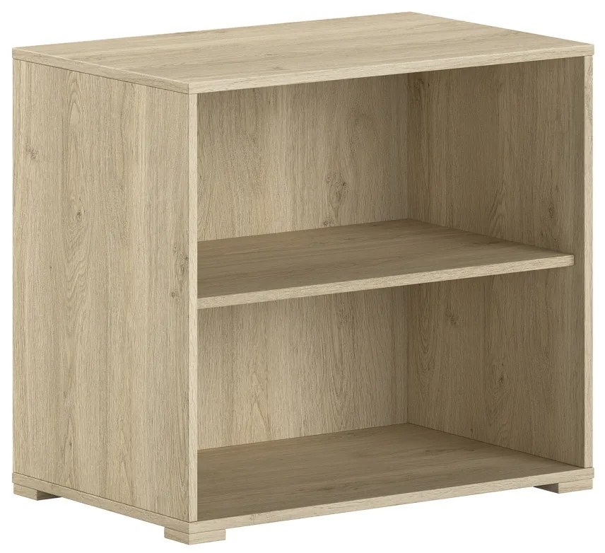 Set SAM în finisaj de stejar este format dintr-un Pat copii (90 x 200 cm), o bibliotecă, o comodă cu 2 uși și o comodă cu 3 sertare.