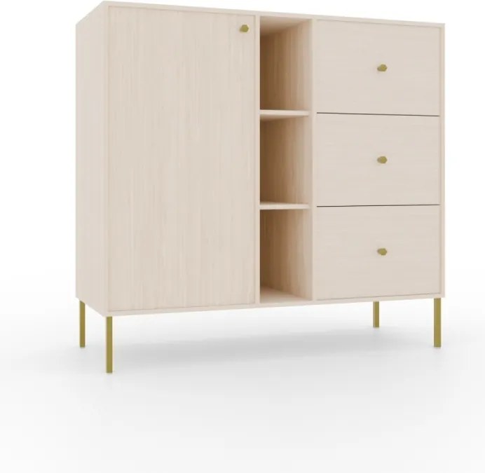 Comodă cu usa si trei sertare, 100x41x95 cm, Tili System. ADRK Furniture (Culoare: Negru / Negru)