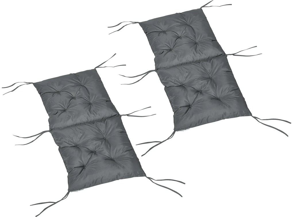 Outsunny Set de 2 perne de scaun de exterior, perne de grădină cu atașe, perne pentru terasă sau balcon, 98 x 50 x 8 cm, gri | Aosom Romania