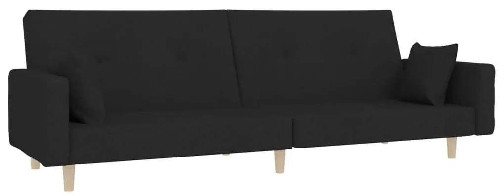 337322 vidaXL Canapea extensibilă cu 2 locuri, 2 perne, negru, textil