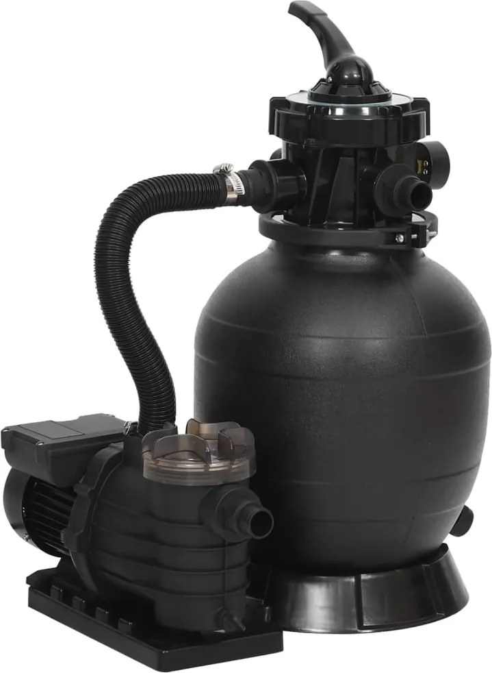 vidaXL Filtru de nisip pentru piscină cu prefiltru, negru