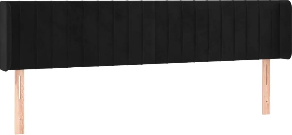 vidaXL Tăblie de pat cu aripioare negru 183x16x78/88 cm catifea