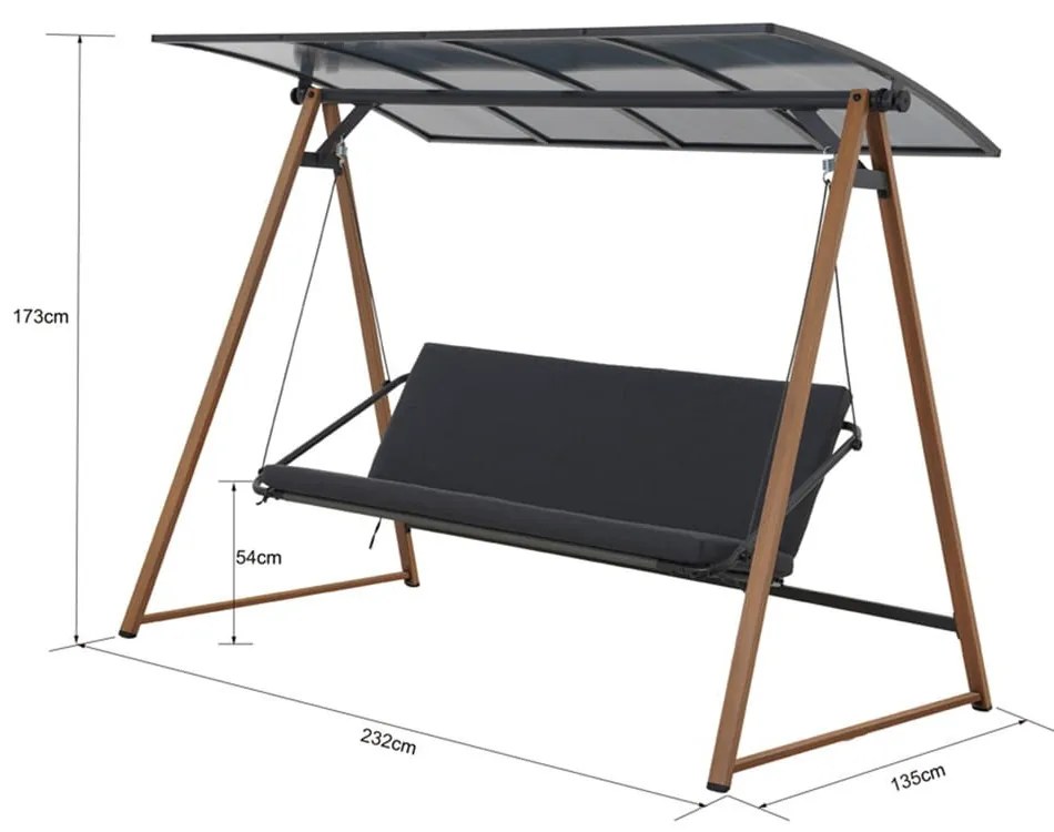Balansoar de terasa Duisburg antracit L232 cm