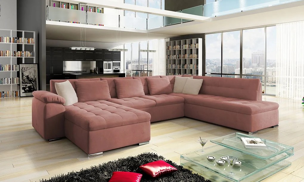 Colțar Talina cu funcție de dormit (Stânga U) (Uttario Velvet 2955 + Uttario Velvet 2955 + Uttario Velvet 2979). 1060514