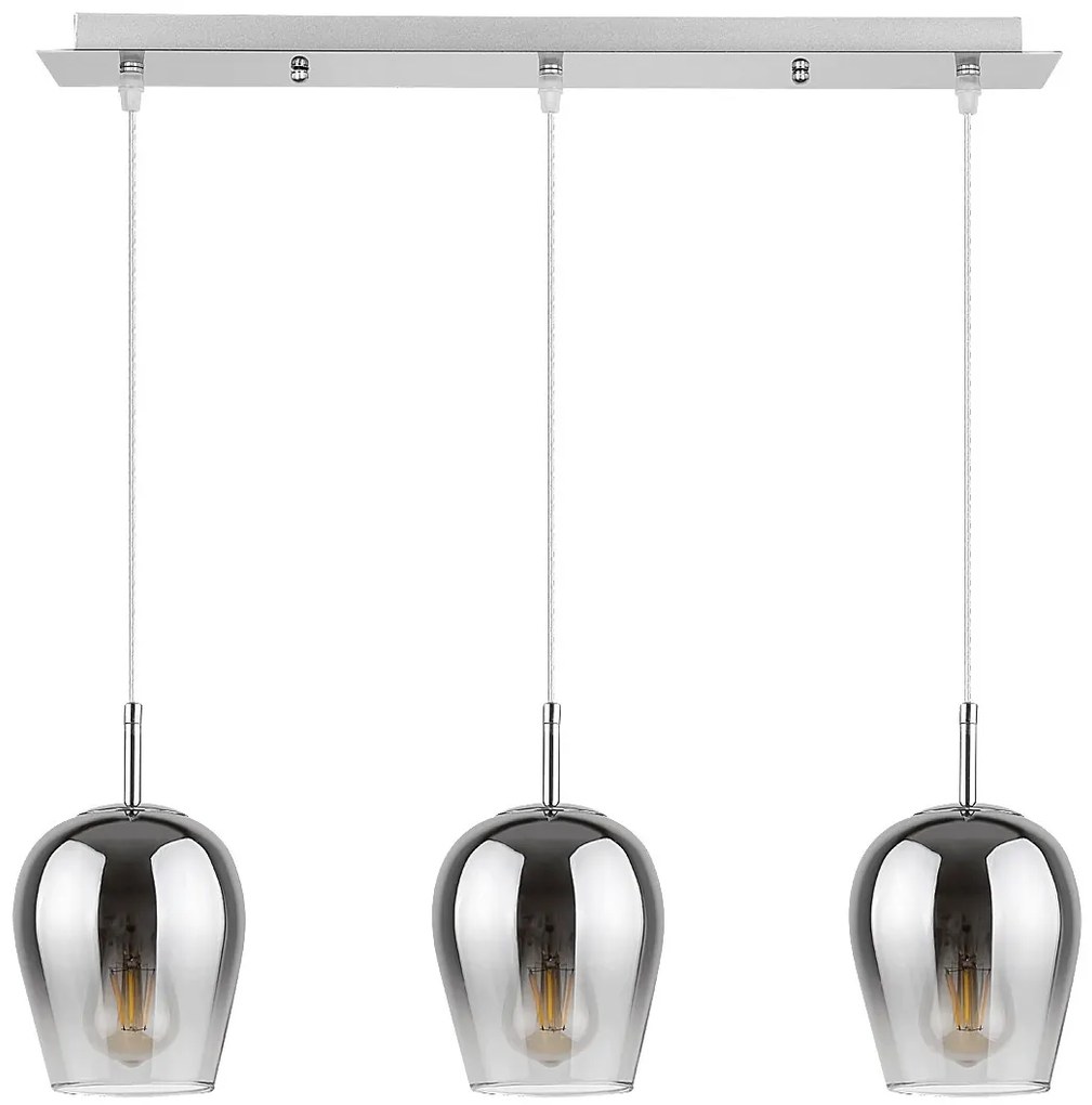 Lustra cu 3 Pendule design modern Petunia crom/fumuriu