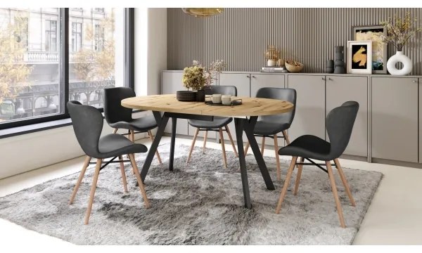 Masă de dining ARTUR, stejar artisan/negru